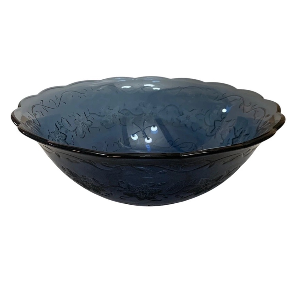 Princess House 5238 Fantasia Sapphire Large Scalloped Rim Serving Bowl Blue 11”